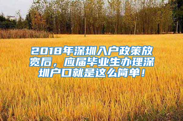 2018年深圳入戶政策放寬后，應(yīng)屆畢業(yè)生辦理深圳戶口就是這么簡(jiǎn)單！