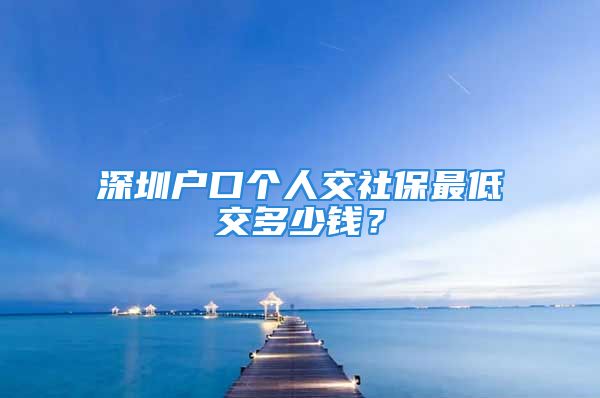 深圳戶口個人交社保最低交多少錢？