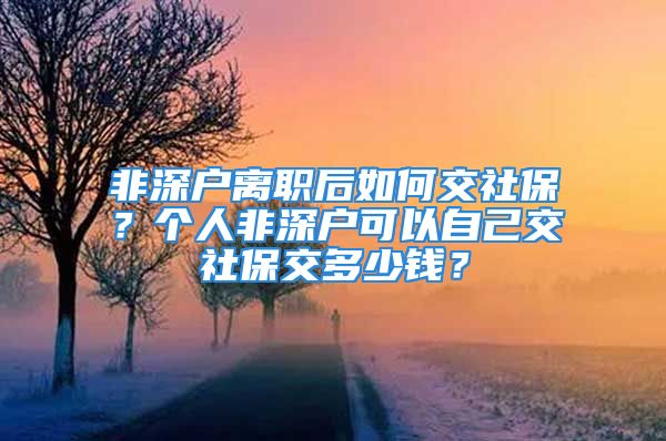 非深戶離職后如何交社保？個人非深戶可以自己交社保交多少錢？