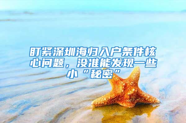 盯緊深圳海歸入戶條件核心問題，沒準(zhǔn)能發(fā)現(xiàn)一些小“秘密”