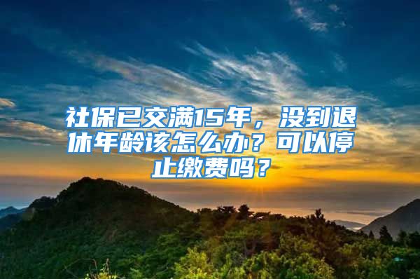 社保已交滿15年，沒(méi)到退休年齡該怎么辦？可以停止繳費(fèi)嗎？