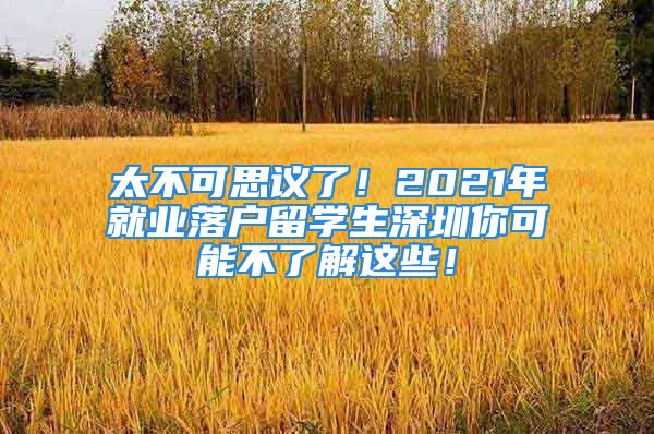 太不可思議了！2021年就業(yè)落戶留學(xué)生深圳你可能不了解這些！