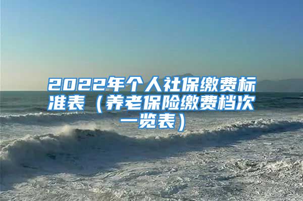 2022年個人社保繳費標準表（養(yǎng)老保險繳費檔次一覽表）