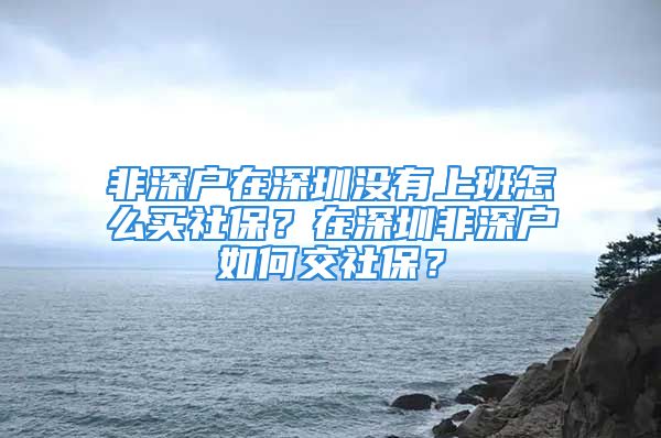 非深戶在深圳沒有上班怎么買社保？在深圳非深戶如何交社保？