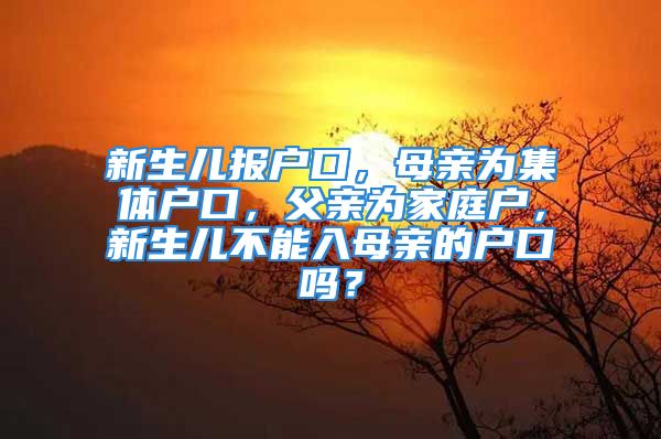 新生兒報(bào)戶口，母親為集體戶口，父親為家庭戶，新生兒不能入母親的戶口嗎？