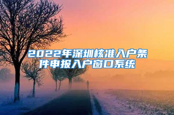 2022年深圳核準(zhǔn)入戶條件申報入戶窗口系統(tǒng)