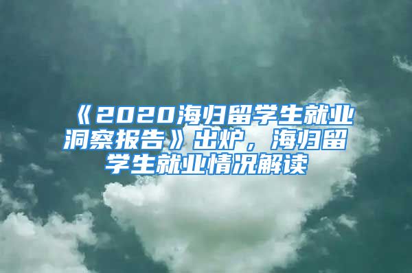 《2020海歸留學生就業(yè)洞察報告》出爐，海歸留學生就業(yè)情況解讀