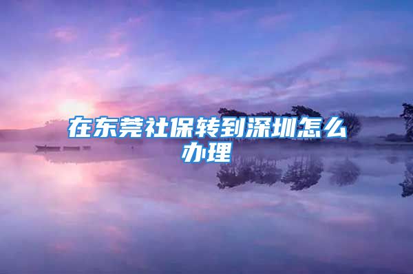 在東莞社保轉(zhuǎn)到深圳怎么辦理