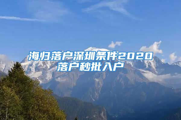 海歸落戶深圳條件2020落戶秒批入戶