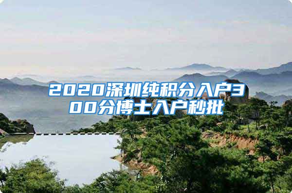 2020深圳純積分入戶300分博士入戶秒批