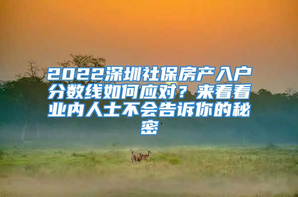 2022深圳社保房產(chǎn)入戶分?jǐn)?shù)線如何應(yīng)對(duì)？來看看業(yè)內(nèi)人士不會(huì)告訴你的秘密