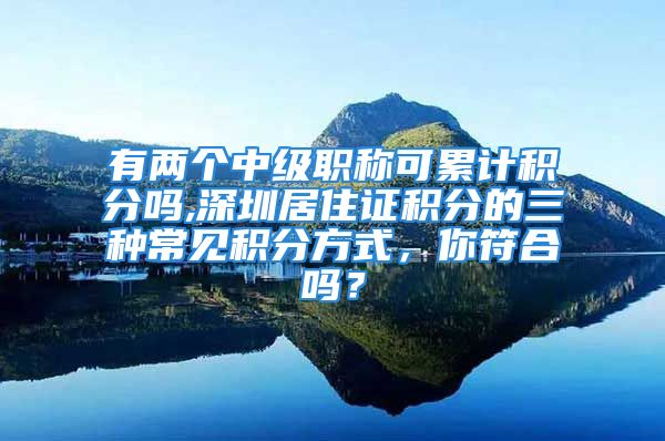 有兩個(gè)中級(jí)職稱可累計(jì)積分嗎,深圳居住證積分的三種常見積分方式，你符合嗎？