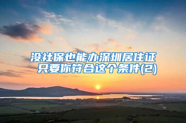 沒社保也能辦深圳居住證 只要你符合這個條件(2)