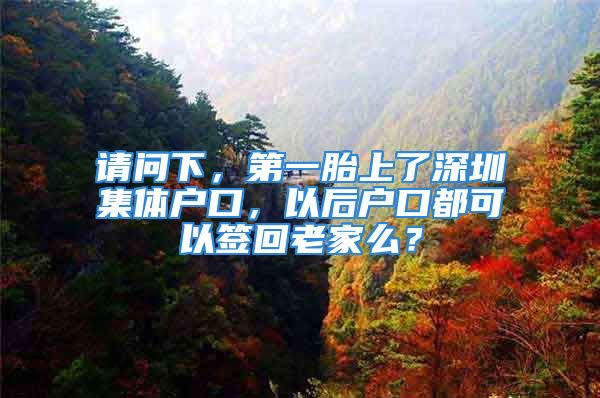 請問下，第一胎上了深圳集體戶口，以后戶口都可以簽回老家么？