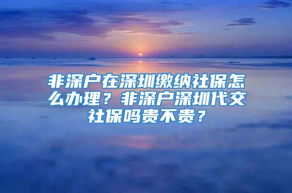 非深戶在深圳繳納社保怎么辦理？非深戶深圳代交社保嗎貴不貴？