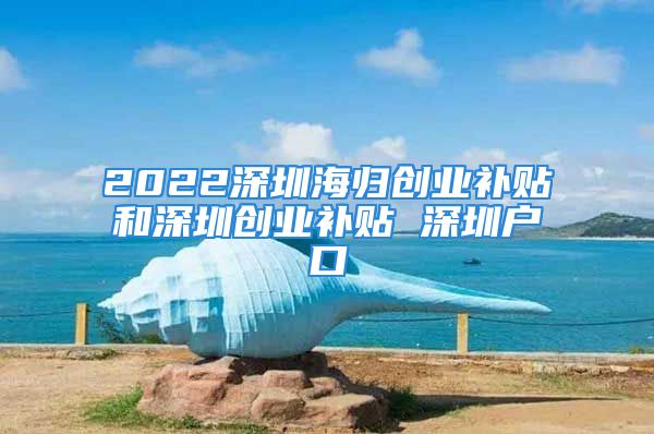 2022深圳海歸創(chuàng)業(yè)補(bǔ)貼和深圳創(chuàng)業(yè)補(bǔ)貼 深圳戶口