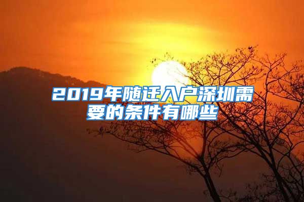 2019年隨遷入戶深圳需要的條件有哪些