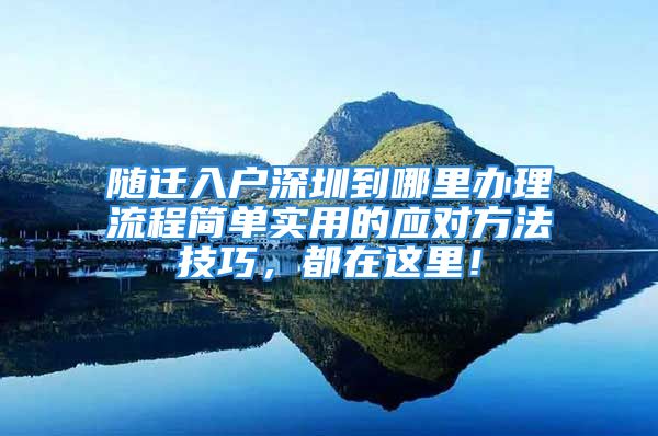 隨遷入戶深圳到哪里辦理流程簡單實用的應對方法技巧，都在這里！