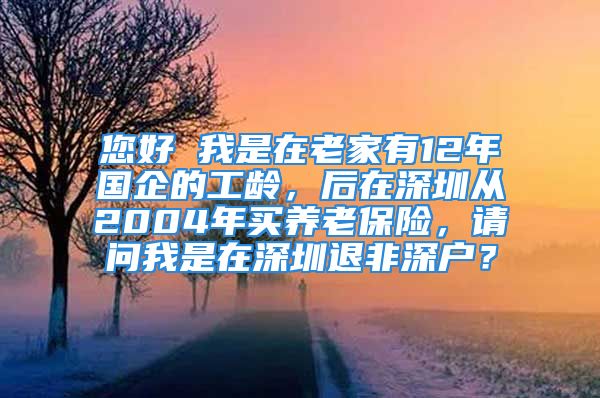 您好 我是在老家有12年國(guó)企的工齡，后在深圳從2004年買養(yǎng)老保險(xiǎn)，請(qǐng)問(wèn)我是在深圳退非深戶？