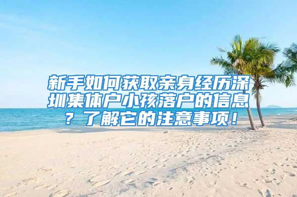 新手如何獲取親身經歷深圳集體戶小孩落戶的信息？了解它的注意事項！