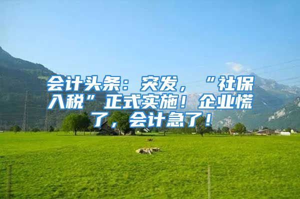 會(huì)計(jì)頭條：突發(fā)，“社保入稅”正式實(shí)施！企業(yè)慌了，會(huì)計(jì)急了！