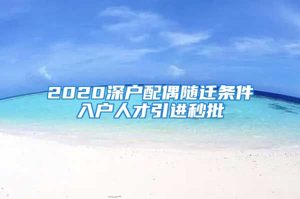 2020深戶配偶隨遷條件入戶人才引進(jìn)秒批