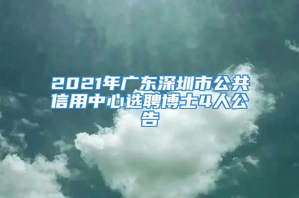 2021年廣東深圳市公共信用中心選聘博士4人公告