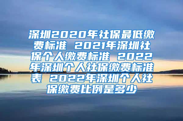 深圳2020年社保最低繳費標準 2021年深圳社保個人繳費標準 2022年深圳個人社保繳費標準表 2022年深圳個人社保繳費比例是多少