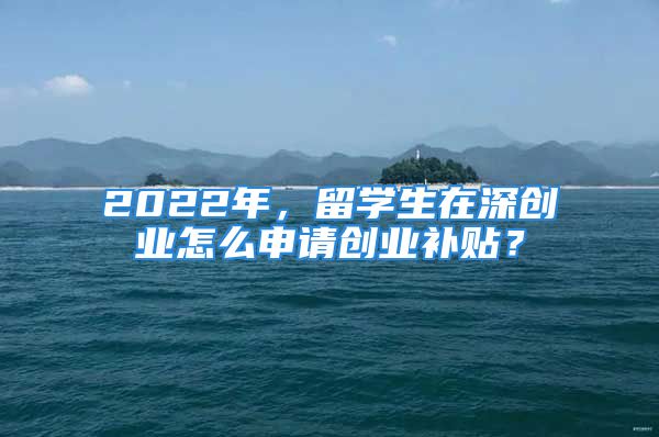 2022年，留學生在深創(chuàng)業(yè)怎么申請創(chuàng)業(yè)補貼？