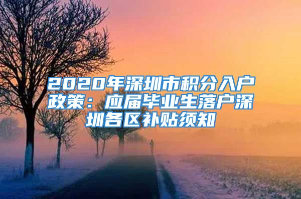 2020年深圳市積分入戶政策：應(yīng)屆畢業(yè)生落戶深圳各區(qū)補(bǔ)貼須知