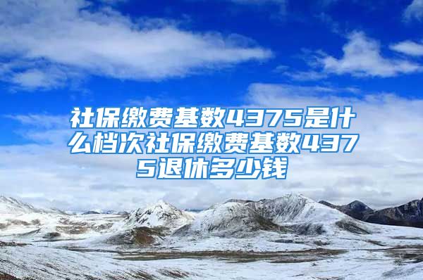 社保繳費基數(shù)4375是什么檔次社保繳費基數(shù)4375退休多少錢