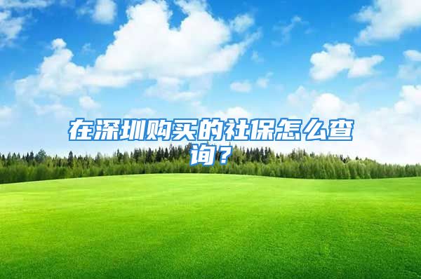 在深圳購買的社保怎么查詢？