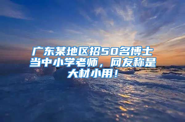 廣東某地區(qū)招50名博士當(dāng)中小學(xué)老師，網(wǎng)友稱是大材小用！