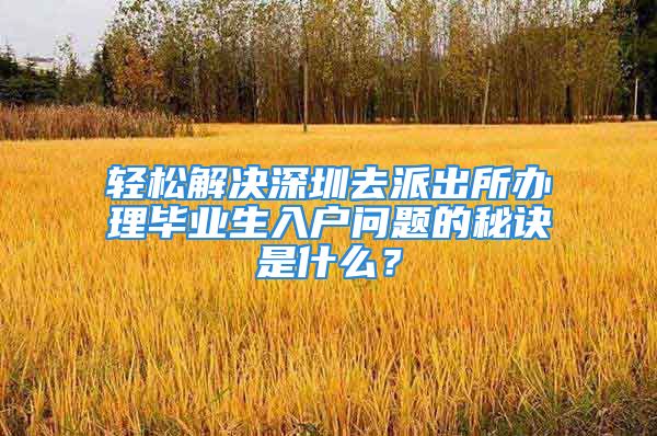 輕松解決深圳去派出所辦理畢業(yè)生入戶問題的秘訣是什么？