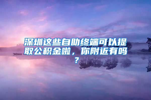 深圳這些自助終端可以提取公積金啦，你附近有嗎？