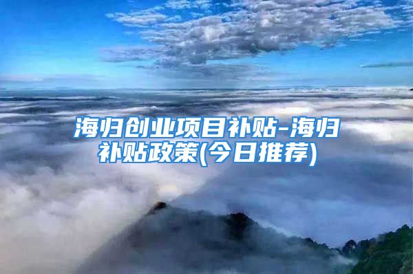 海歸創(chuàng)業(yè)項(xiàng)目補(bǔ)貼-海歸補(bǔ)貼政策(今日推薦)