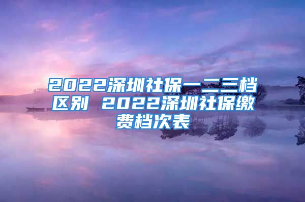 2022深圳社保一二三檔區(qū)別 2022深圳社保繳費檔次表