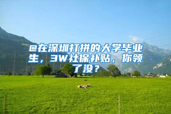 @在深圳打拼的大學(xué)畢業(yè)生，3W社保補(bǔ)貼，你領(lǐng)了沒(méi)？