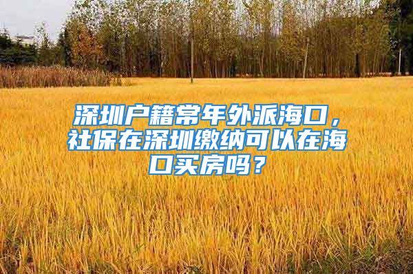 深圳戶籍常年外派海口，社保在深圳繳納可以在?？谫I房嗎？