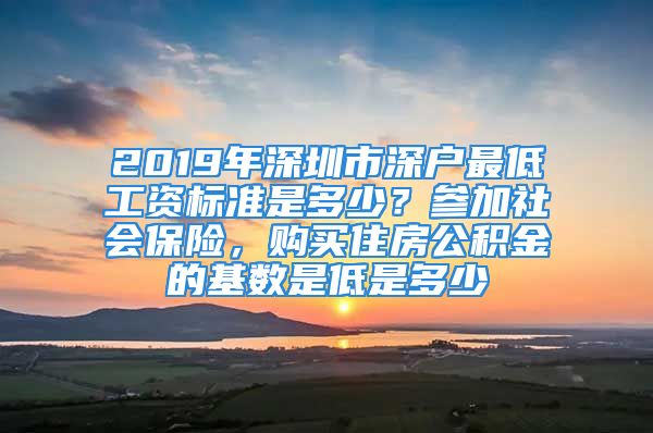 2019年深圳市深戶最低工資標(biāo)準(zhǔn)是多少？參加社會(huì)保險(xiǎn)，購買住房公積金的基數(shù)是低是多少