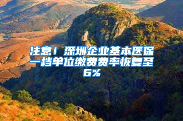 注意！深圳企業(yè)基本醫(yī)保一檔單位繳費費率恢復(fù)至6%