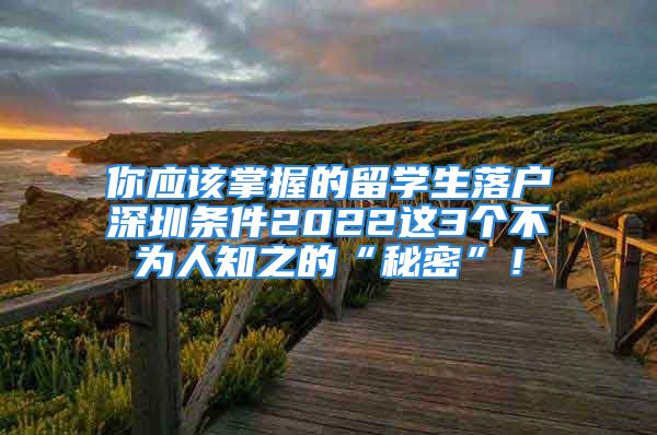 你應(yīng)該掌握的留學(xué)生落戶深圳條件2022這3個不為人知之的“秘密”！