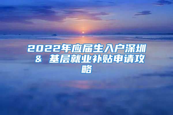 2022年應(yīng)屆生入戶深圳 & 基層就業(yè)補(bǔ)貼申請(qǐng)攻略