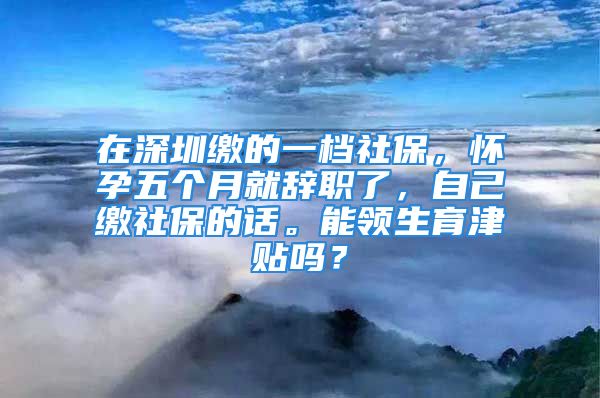 在深圳繳的一檔社保，懷孕五個(gè)月就辭職了，自己繳社保的話。能領(lǐng)生育津貼嗎？