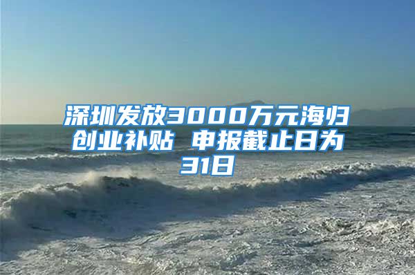 深圳發(fā)放3000萬元海歸創(chuàng)業(yè)補貼 申報截止日為31日