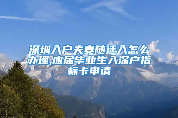 深圳入戶夫妻隨遷入怎么辦理,應屆畢業(yè)生入深戶指標卡申請