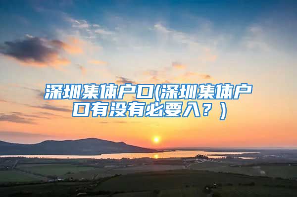 深圳集體戶口(深圳集體戶口有沒有必要入？)