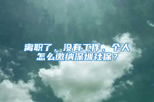 離職了，沒有工作，個(gè)人怎么繳納深圳社保？