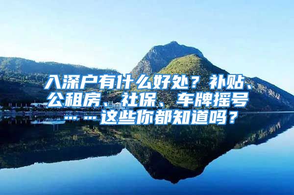 入深戶有什么好處？補(bǔ)貼、公租房、社保、車牌搖號……這些你都知道嗎？