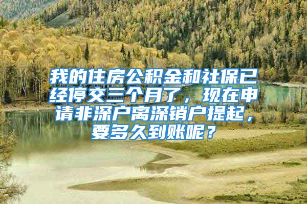 我的住房公積金和社保已經(jīng)停交三個月了，現(xiàn)在申請非深戶離深銷戶提起，要多久到賬呢？